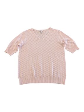 Ella Moss V-Neck Honeycomb Knit Top